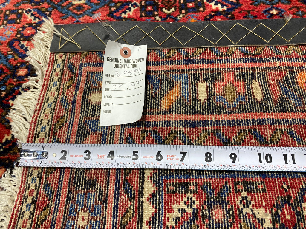 3.8 x 14.2 Red Persian Hamadan Runner Area Rug 9595