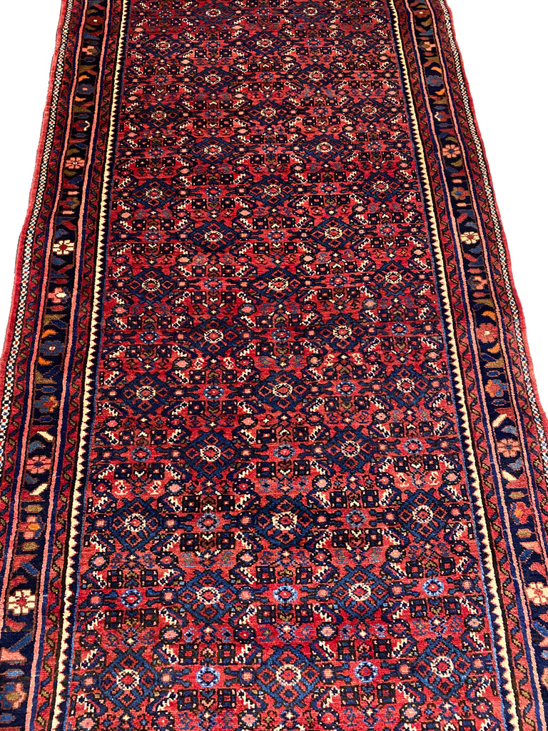 3.8 x 14.2 Red Persian Hamadan Runner Area Rug 9595