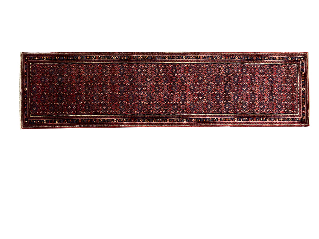 3.8 x 14.2 Red Persian Hamadan Runner Area Rug 9595