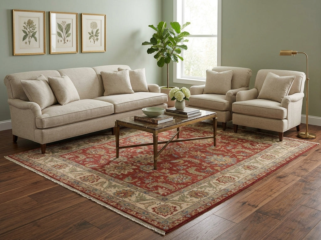 8 x 10 Quality Handmade Agra Rug Natural Wool - view 2