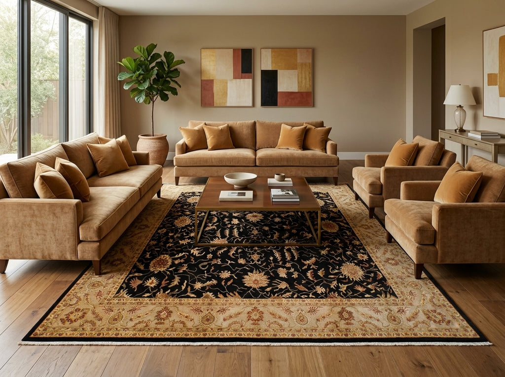 10 x 14 Traditional Handmade Black Vegetable Dyed Chobi Rug 71008
