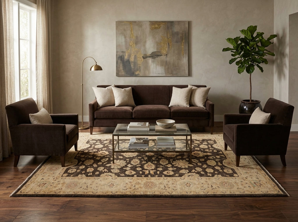 6 x 9 Brown Chobi Peshawar Rug 20251