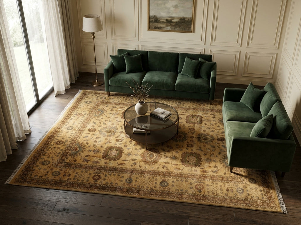 8 x 10.3 New Handmade Agra Rug Natural Wool #F-6523