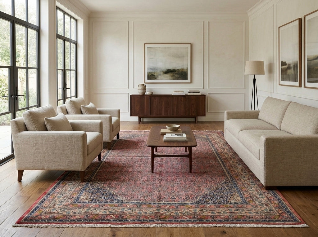 7 x 10 Pinkish Wool Persian Herati Lilihan Rug 72736