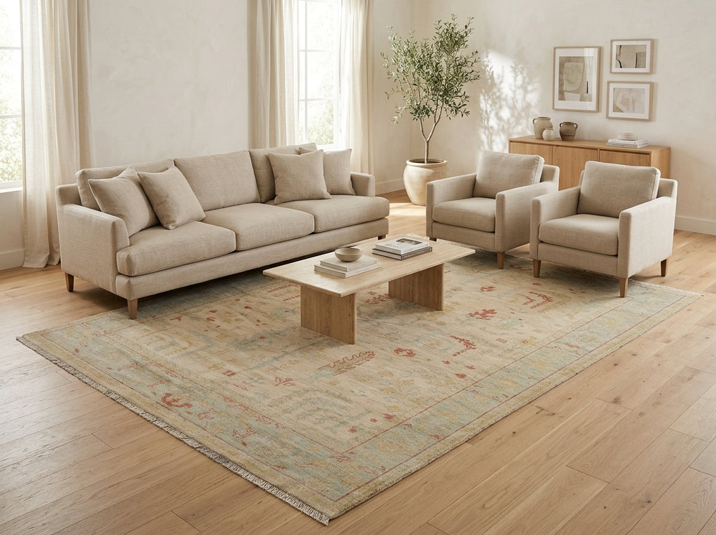 9 x 12 New Handmade Oushak Rug Light Colors Pastels #F-3339