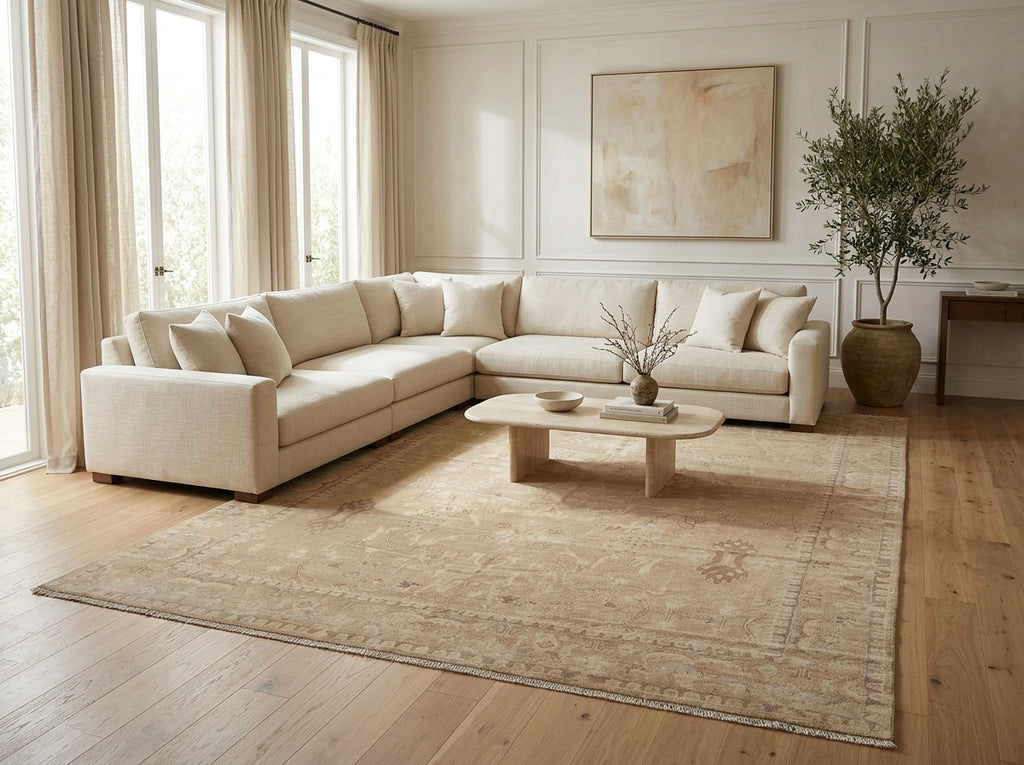 10 x 14 Netural Colors Handmade Ziegler Rug Light Brown #F-3334
