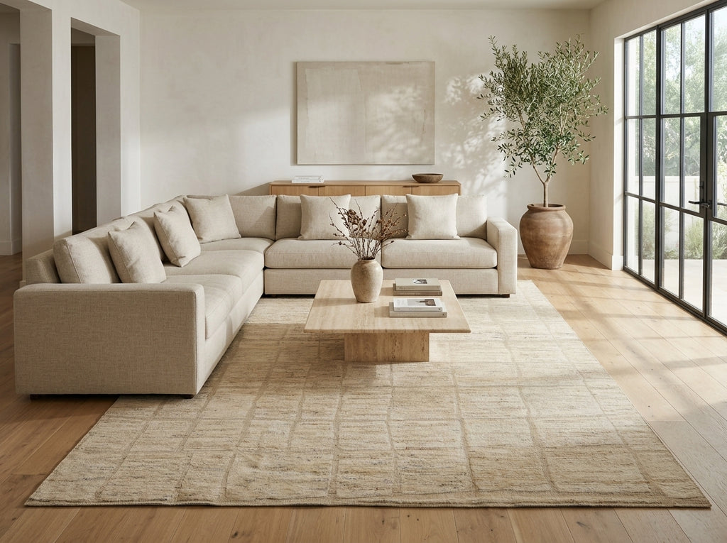 8.4 x 11.6 Natural Wool Contemporary Handmade Imported Rug #F-3318