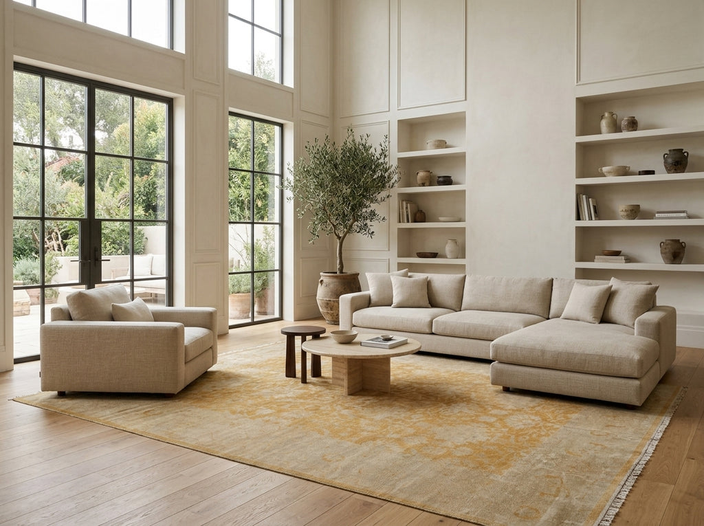 11 x 12.9 New Handmade Contemporary Transitional Rug Gold Oushak #F-3311