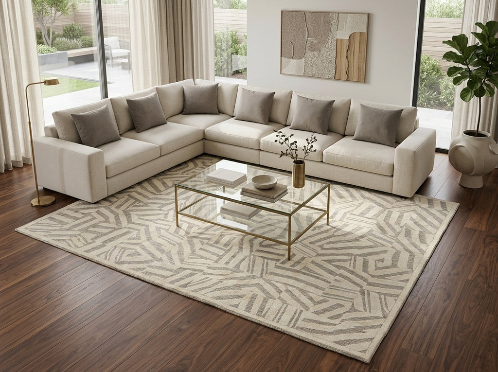 8.8 x 11.4 Handmade Modern Wool Rugvory Taupe #F-3295