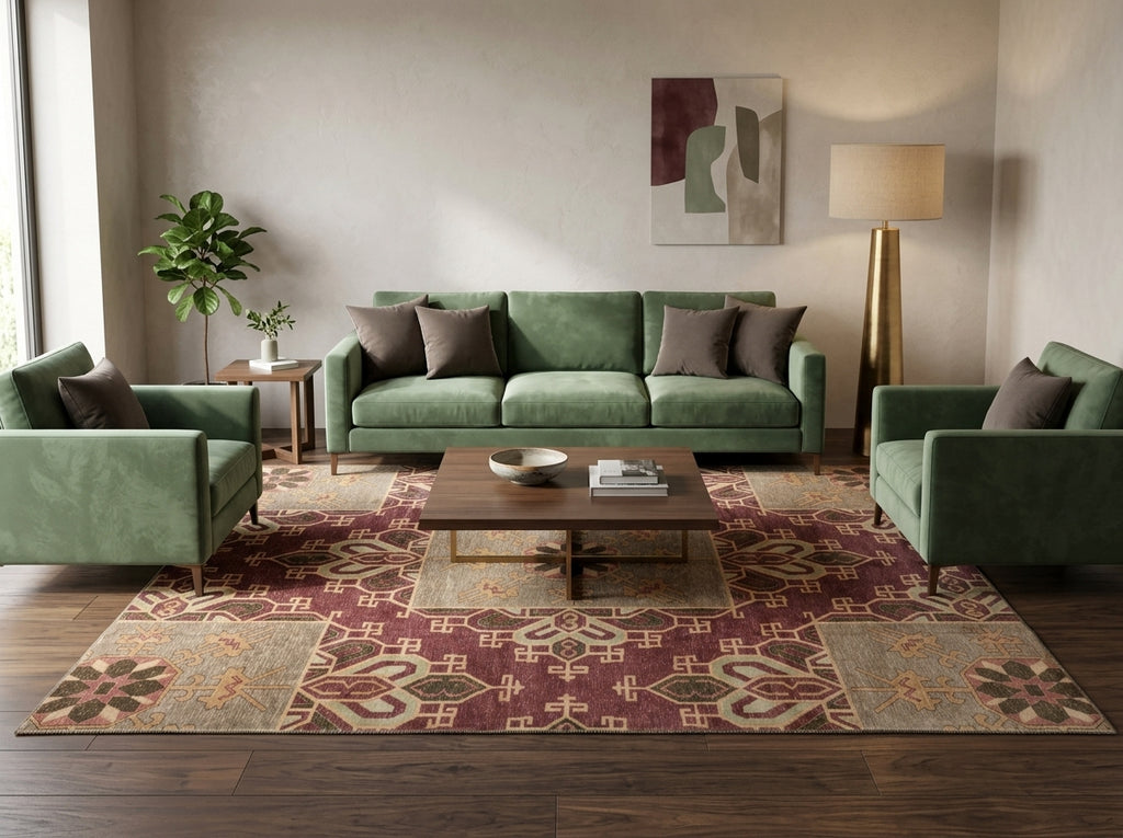7.8 x 9.9 Burgundy Mamlook Rug #PIX-19746