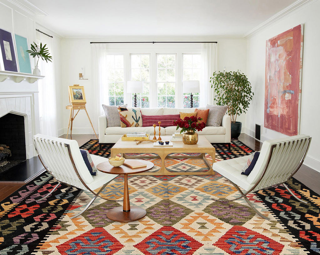 6.8 x 9.9 Kilim Natural Wool Vegetable Kilim Handmade Rug #P1015