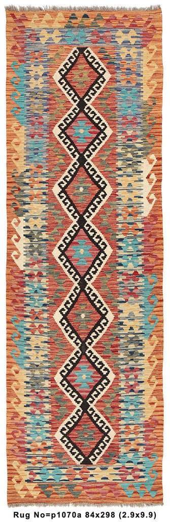 10' Foot RUNNER (2.9x9.9) Natural Wool Flat Weave Handmade Kilim Rug Vegetable Dye.jpg
