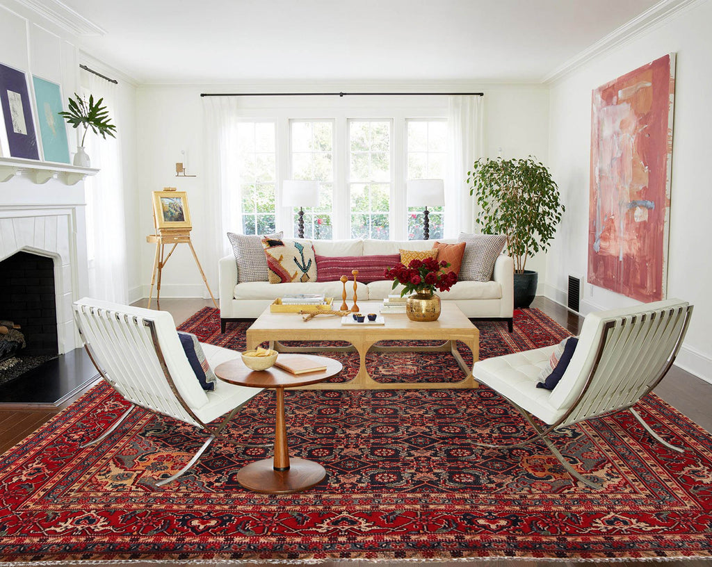 6.2 x 9 OLD Persian Bijar Rug Low Pile #P-1185