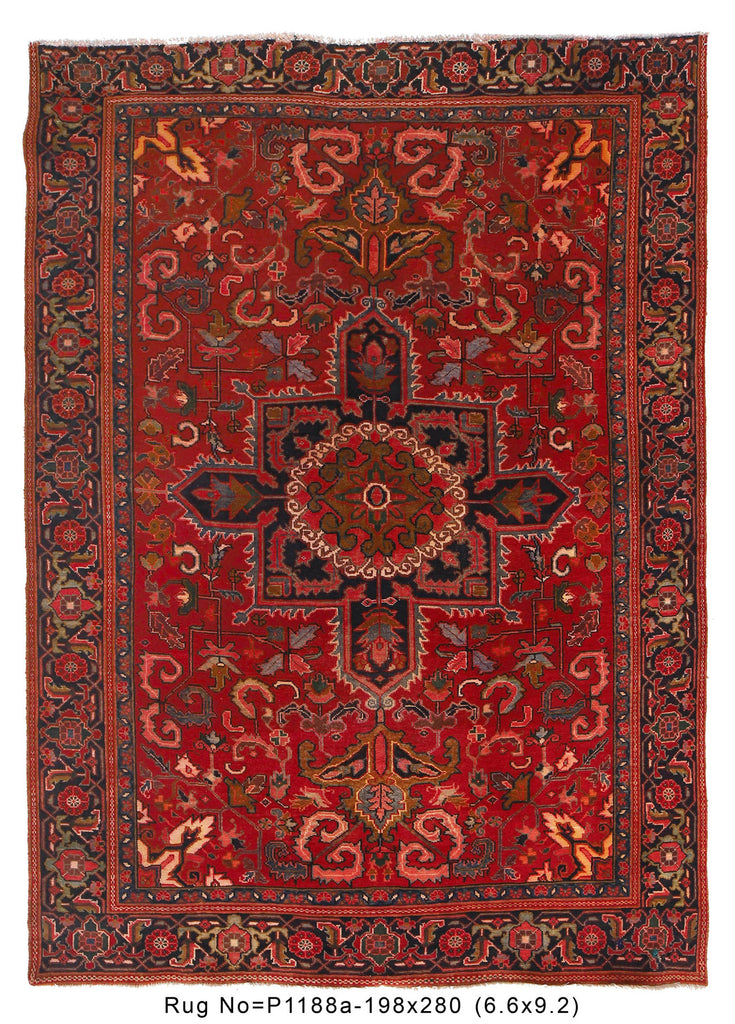 6.6 x 9.2 OLD Traditional PERSIAN HERIZ RUG #p-1188