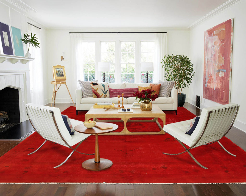 8.2 x 11.6 DRAGON Unsual Persian Vintage Overdyed RED Rug #p-1197