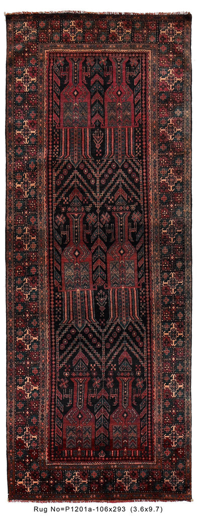 3.6 x 9.7 Persian Handmade Tribal Runner Rug #P-1201