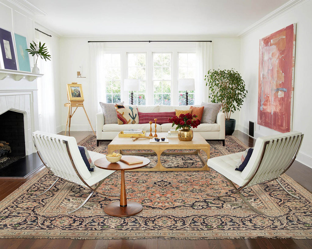 8.2 x 11.3 OLD Persian Kashan Semi-Antique Rug SOFT CORAL #P-1204