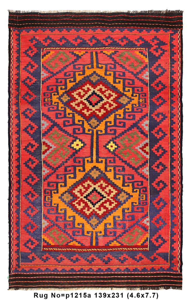4.6 x 7.7 Semi Antique Kilim Rug Handmade Wool #P1215