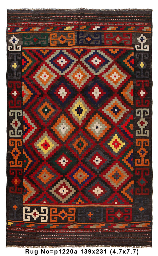 4.7 x 7.7 Afghan Ghkamour Wool Kilim Rug #P1220
