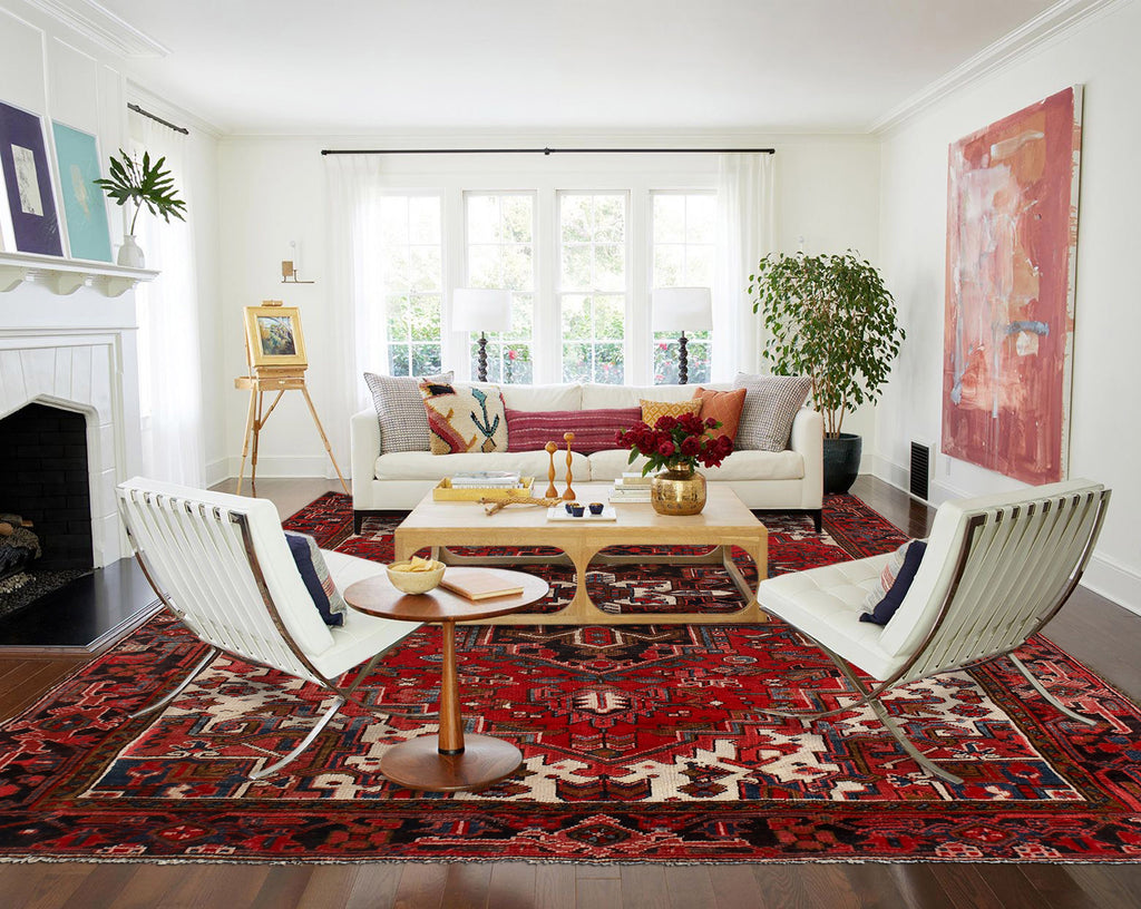 6.9 x 9.7 Persian Heriz rug Handmade Iran #P1233