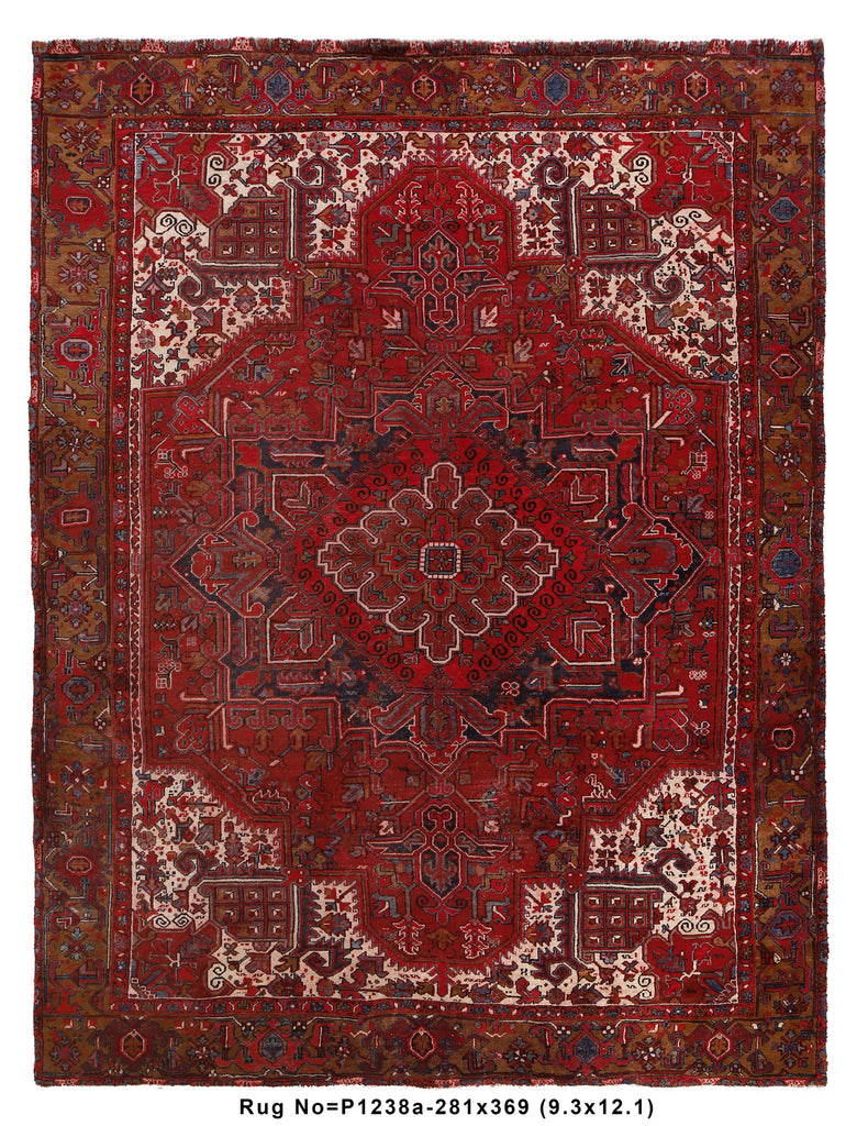 9.3 x 12.1 Persian Heriz rug Handmade Iran #P1238