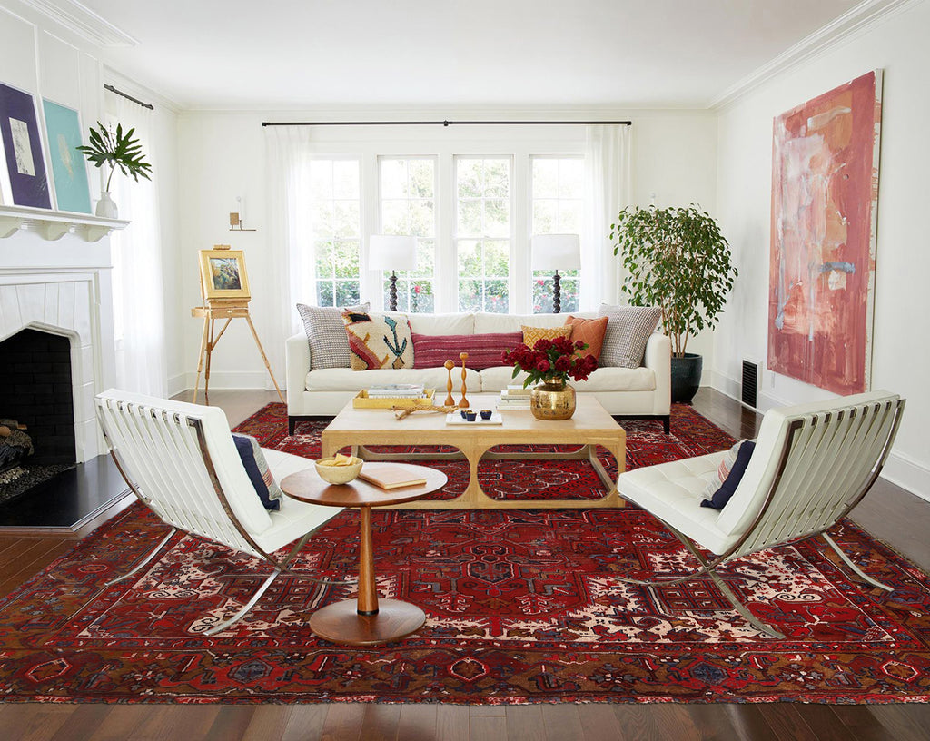 9.3 x 12.1 Persian Heriz rug Handmade Iran #P1238