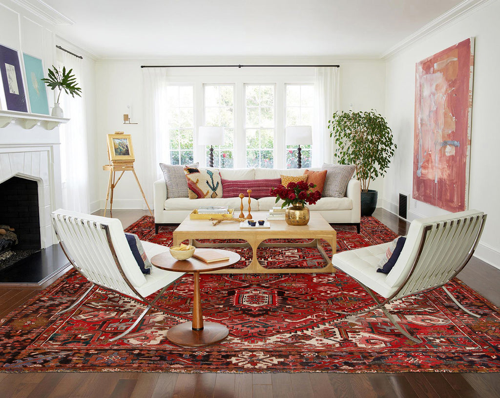 9.8 x 13.2 Genuine Persian Heriz Rug Handmade Iran #P1239