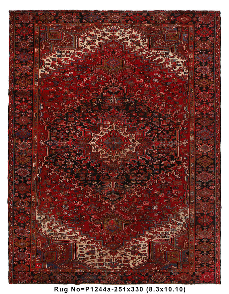 8.2 x 10.10 Authentic Persian Heriz Rug Wool Handmade #P1244