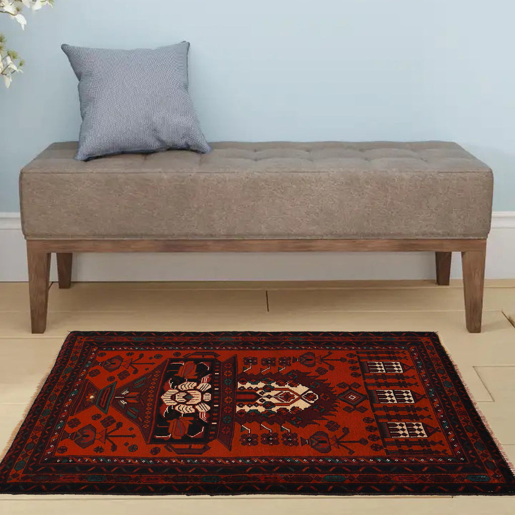 3.1 x 4.7 Afghan Handmade Primitive Wool Baluch Rug #P1272