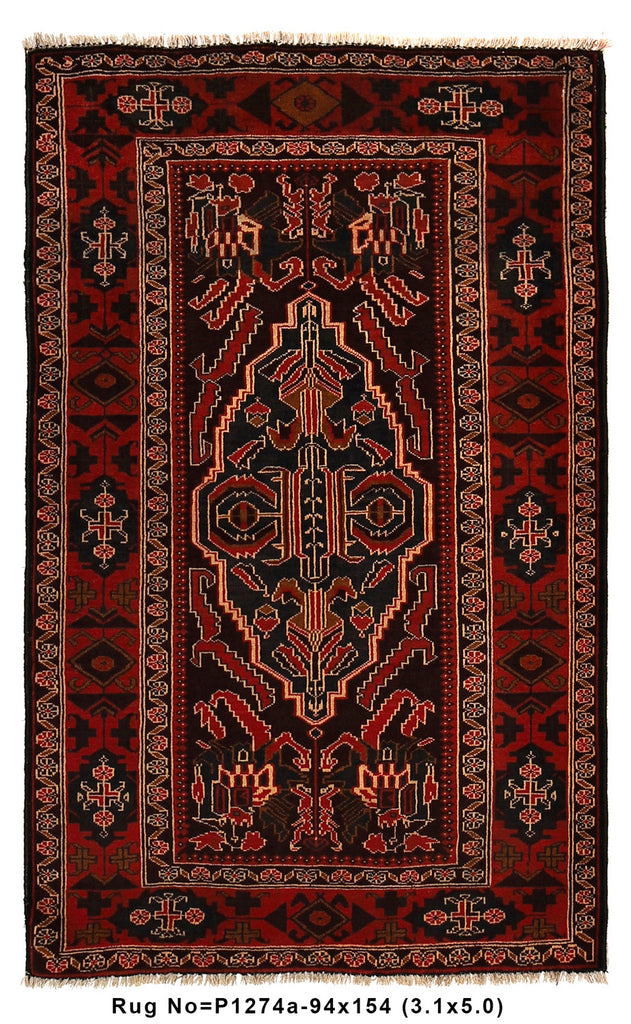 3.1 x 5.0 Tribal Baluch Handmade Afghanistan #P1274