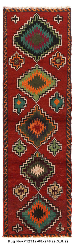 2.3 x 8.2 Afghan tribal Rug Narrow Runner #P1291
