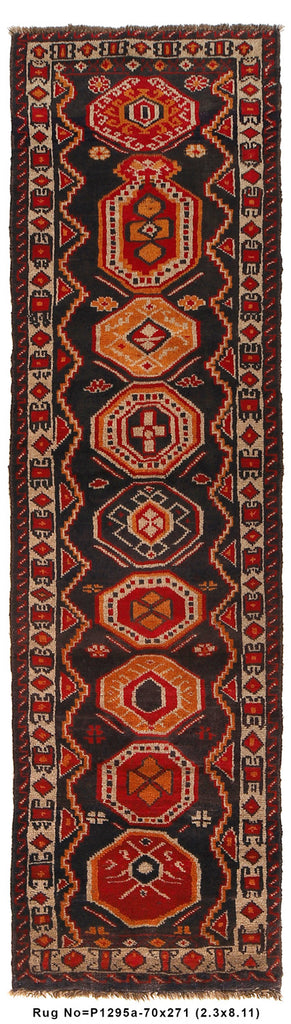 2.3 x 9.0 Afghan Handmade Wool Runner #P1295