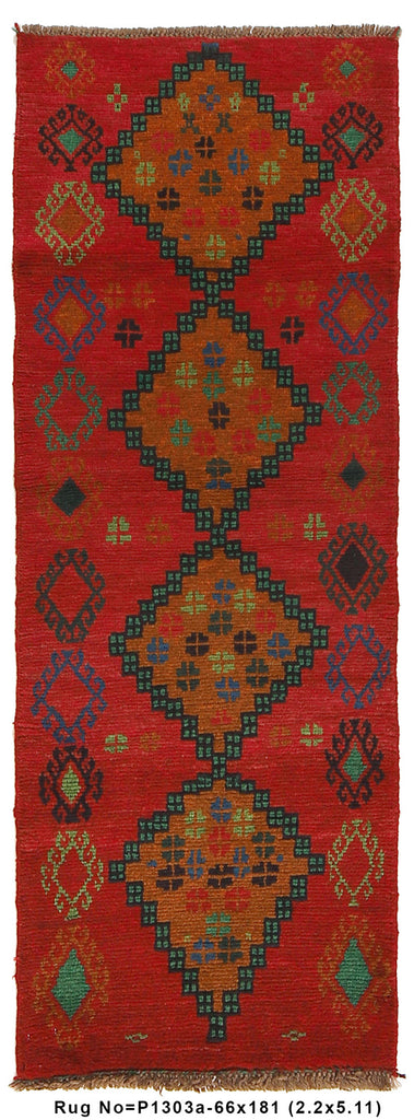 2.2 x 6.0 Feet Short Handmade Runner Wool Afghanistan #P1303