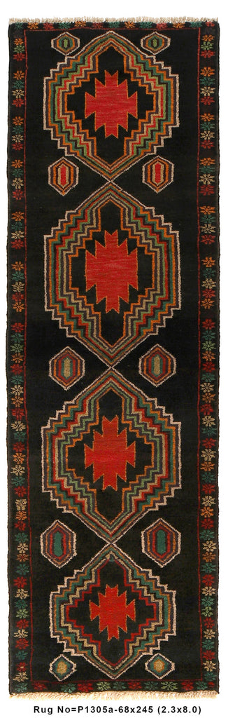 2.3 x 8 Tribal Wool Runner NARROW SIZE#P1305