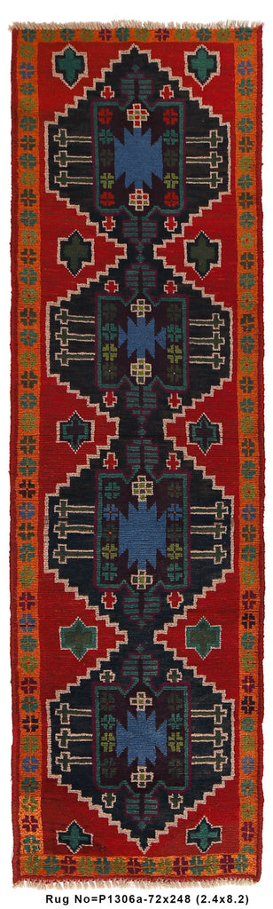 2.4 x 8.2 Wool Narrow tribal Runner #P1306
