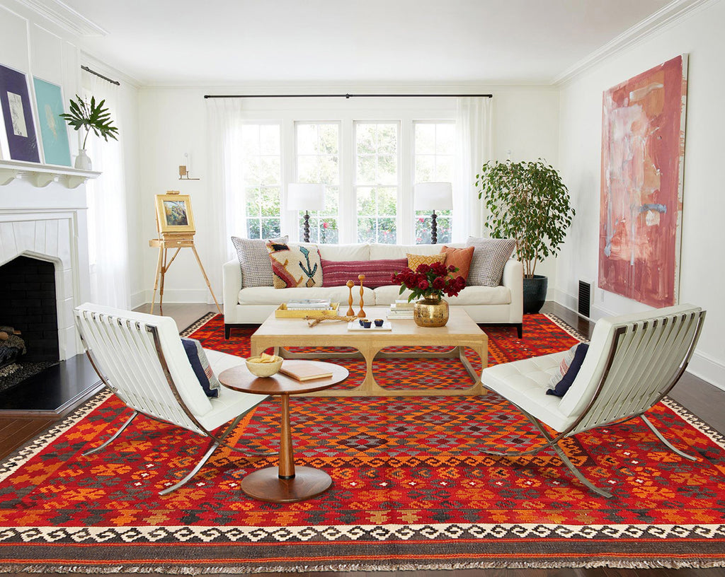 6.7 x 9.7 Flat Weave Afghan Kilim Wool Rug #P1422