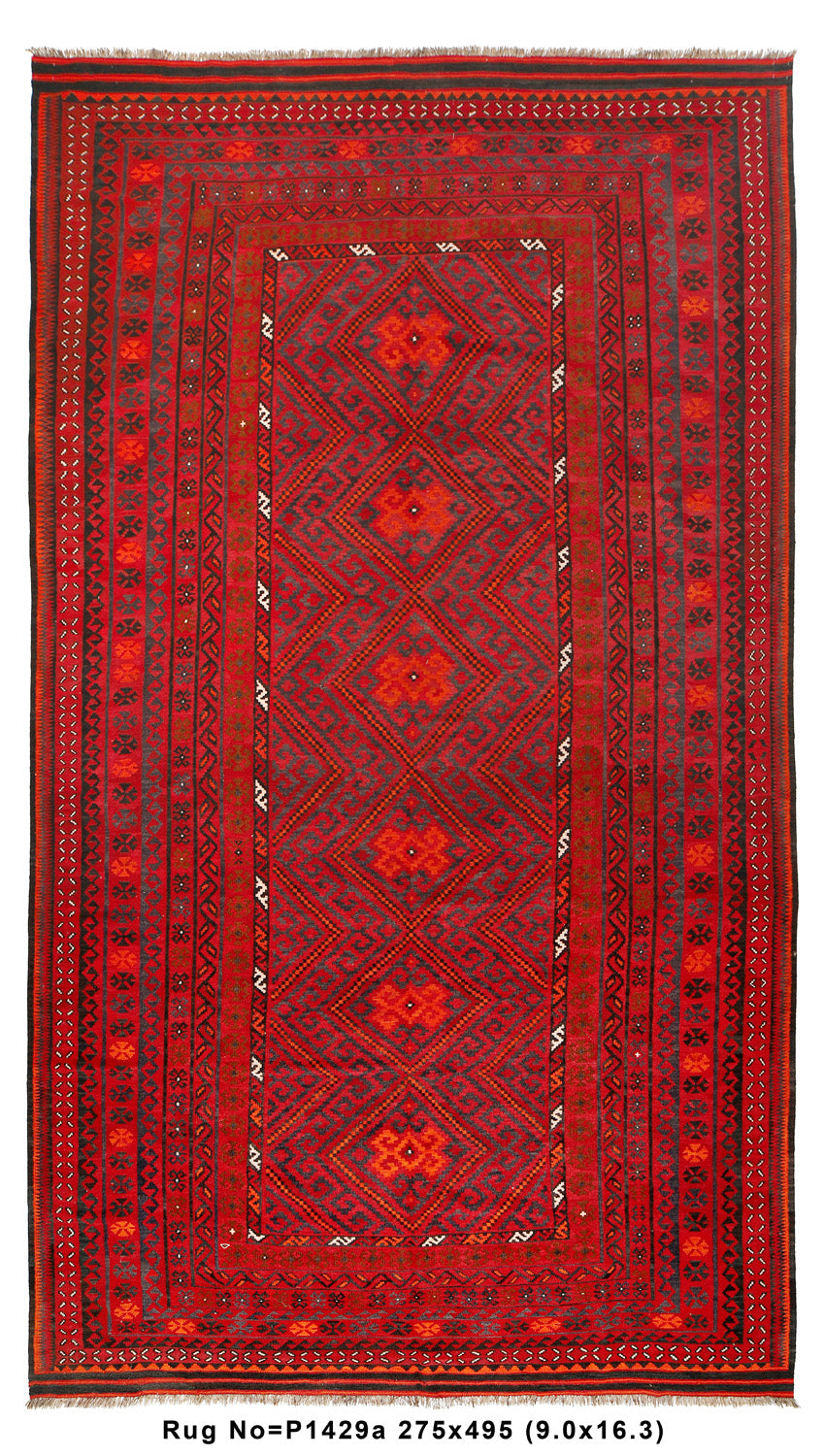 9' x 16' Large Kilim Wool Rug Handmade Afghanistan #P1421 | www