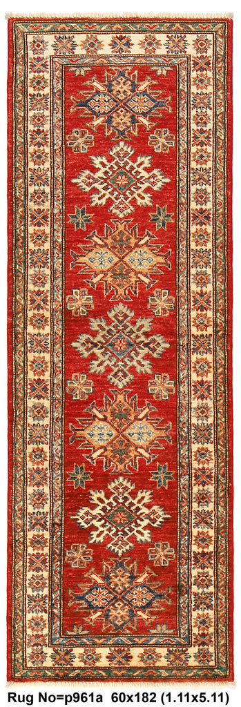 2 x 6 Quality Super Kazak Runner Handmade Soft Silky Fine Wool #P961