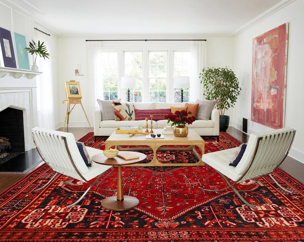 5.4 x 8.4 Persian Tribal Shirazi Qashqai Rug Horse Heads Figures #P999