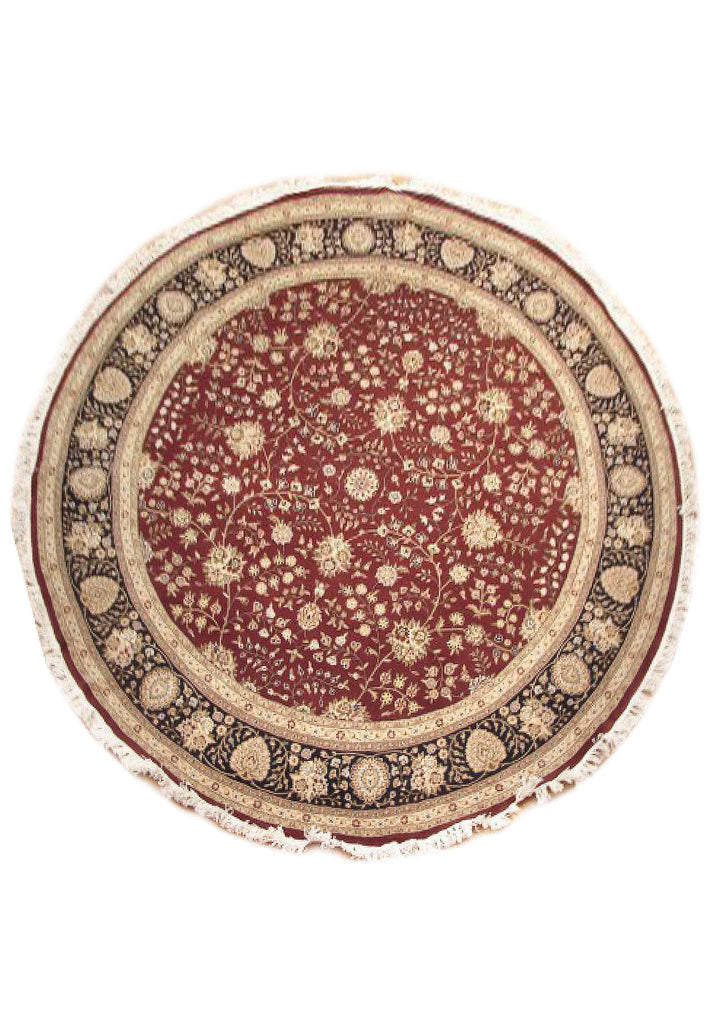 8 x 8 Feet Round Wool and Silk Fine Hand-knotted Rug #PIX-10425