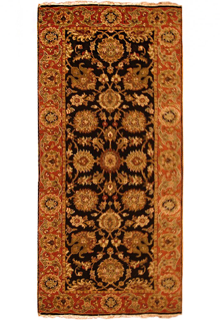 4.1 x 9.11 Wide Quality Handmade Jaipour Runner BALCK #PIX-12827