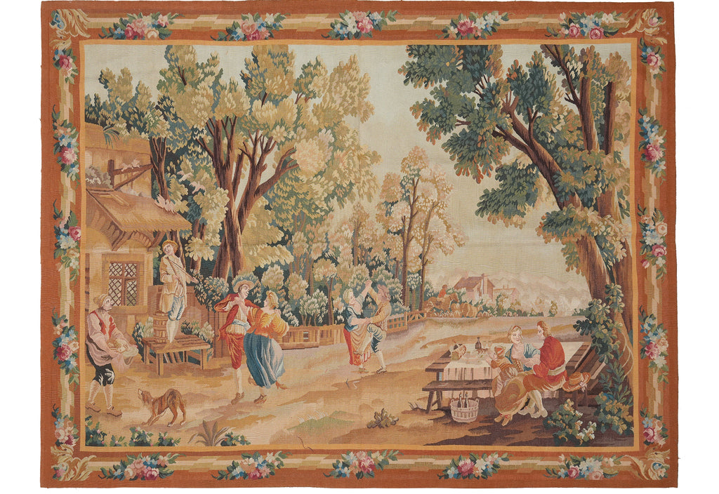 6 x 8 Handmade Pictorial Tapestry 17 Th Century French Pattern Area Rug