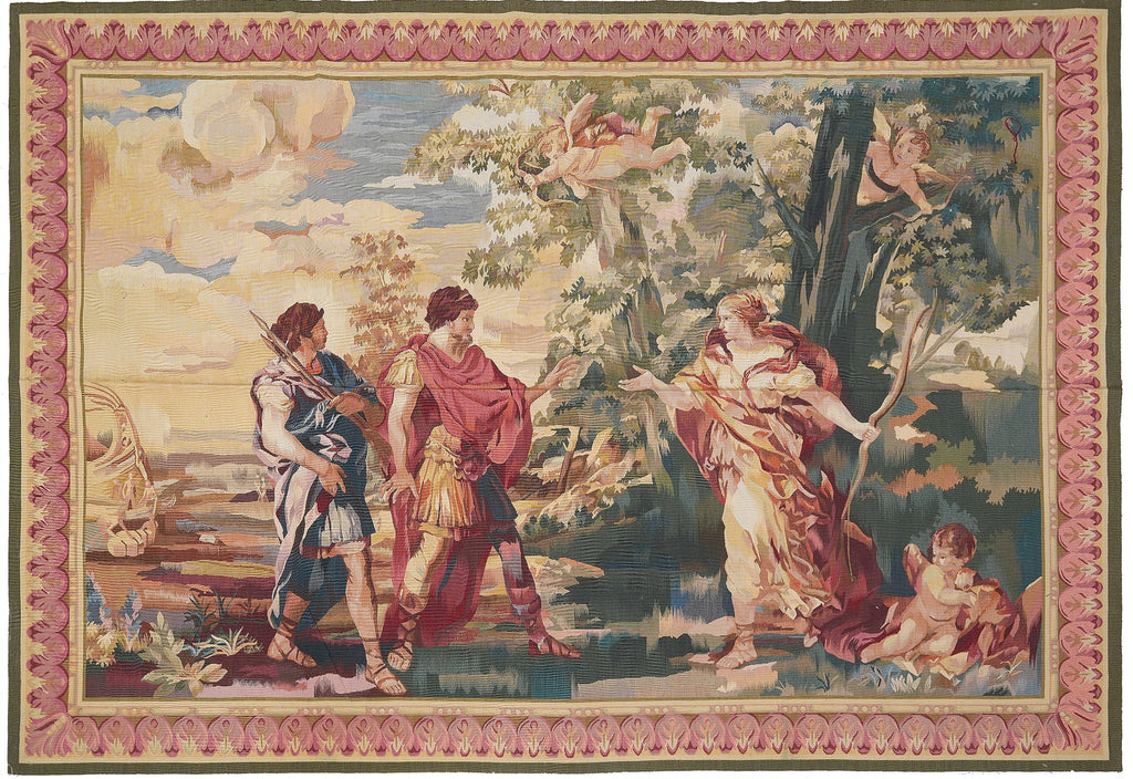5.7 x 7.6 PITORIAL Wool Silk Tapestry Handmade Area Rug