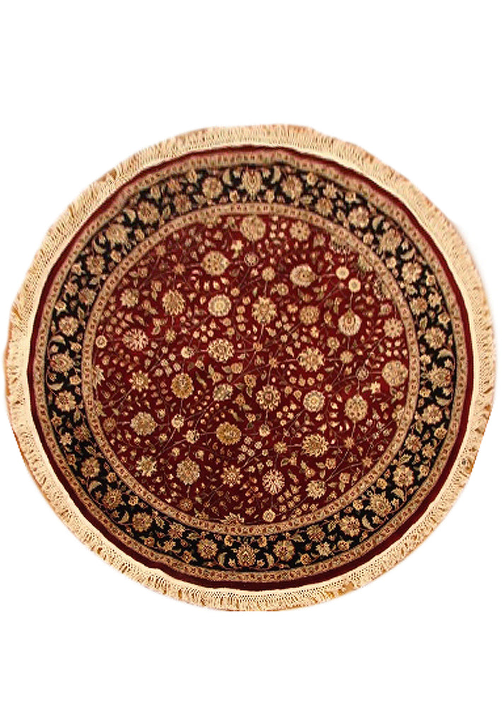 5 x 5 Round Quality Hand-Knotted Wool and Silk Rug