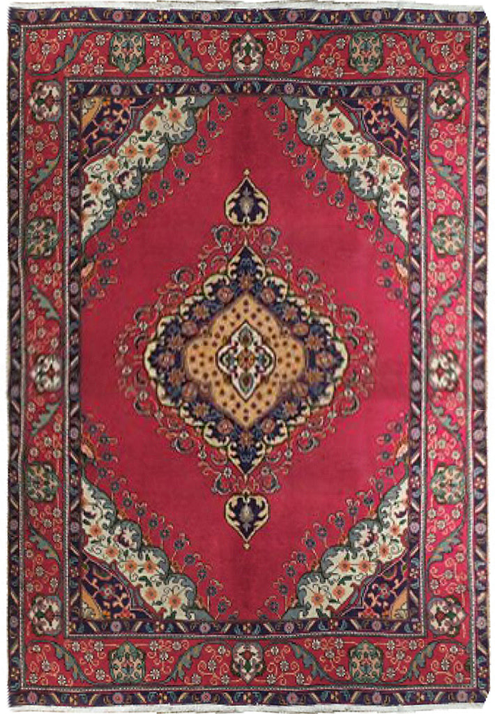 6.7 x 9.6 Persian Tabriz Rug Open Field #PIX-15490