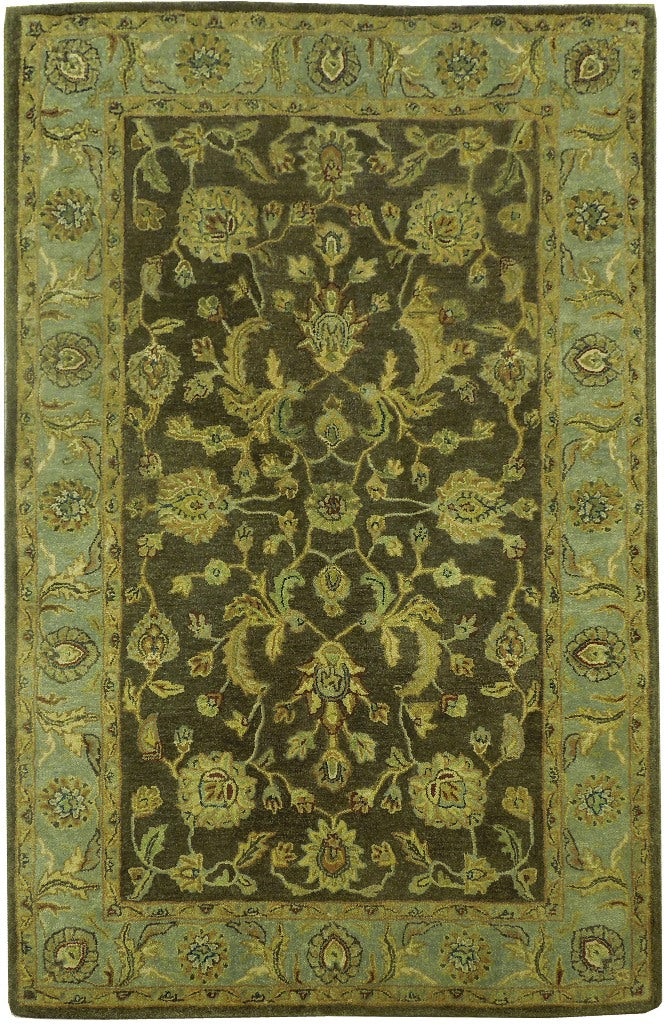 5 x 7.11 New handmade Rug OLIVE GREEN #PIX-17960