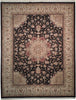 Load image into Gallery viewer, 7.9 x 9.9 Tabriz Wool &amp; Silk Fine Quality Rug BLACK #PIX-18622