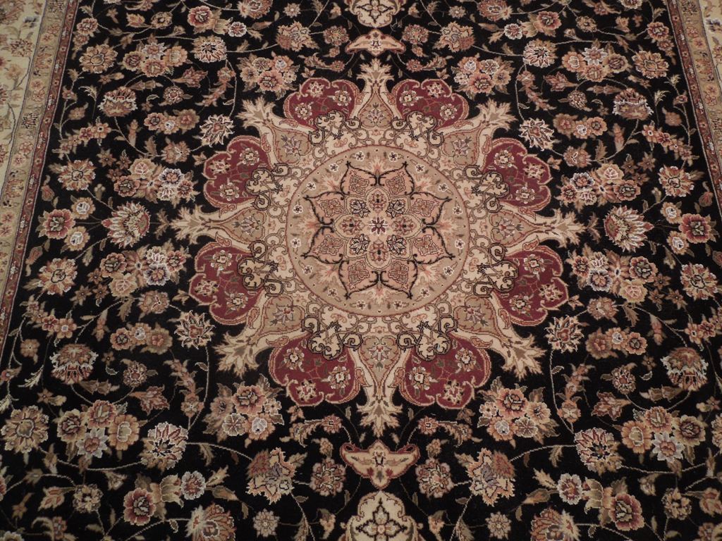 7.9 x 9.9 Tabriz Wool & Silk Fine Quality Rug BLACK #PIX-18622