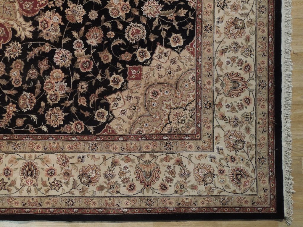 7.9 x 9.9 Tabriz Wool & Silk Fine Quality Rug BLACK #PIX-18622
