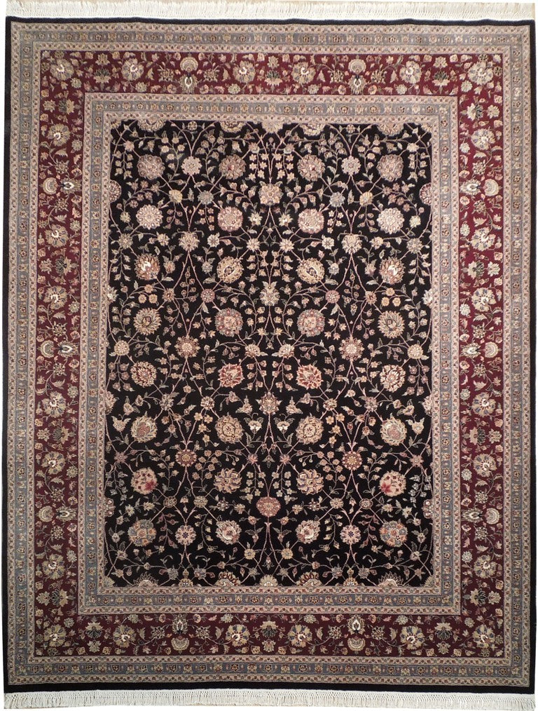 7.11 x 9.11 High End Wool & Silk Rug BLACK #PIX-18625